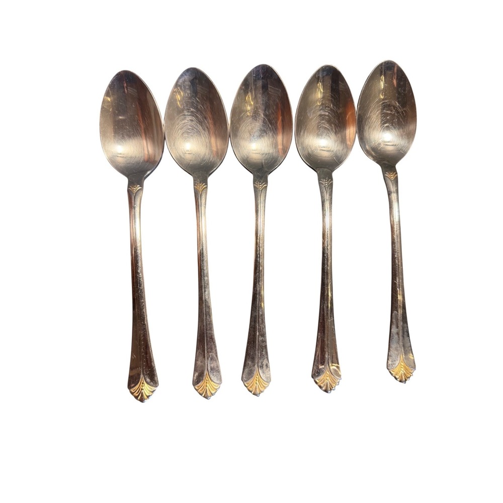 Towle Santa Barbara Gold Accent Teaspoons 18/8 Stainless Steel Set of 5